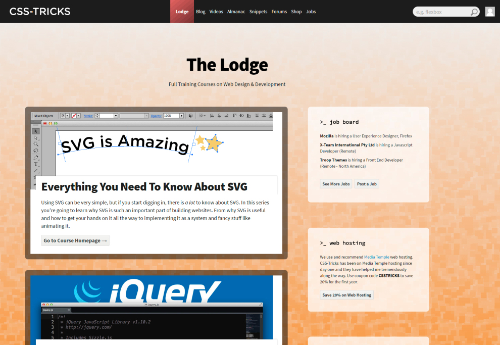 CSS-Tricks’ Lodge: Free Web Developing Courses