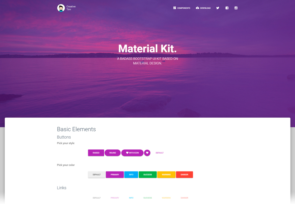 Material Design Style Bootstrap 3 UI Kit