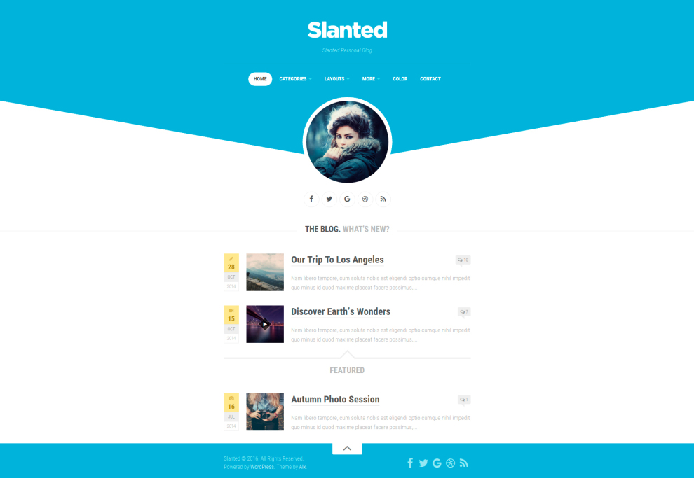 Slanted:  Modern Clean Blogging WordPress Theme