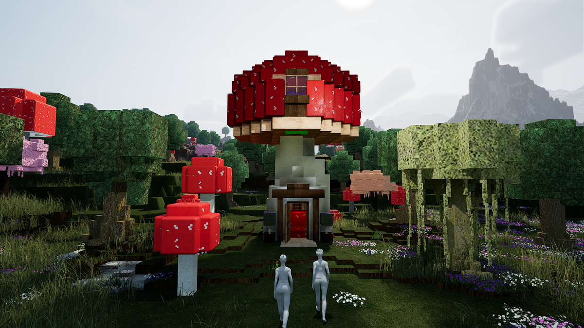 低模 3D 风格的 Minecraft 电影画面